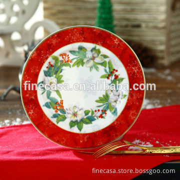 7.5 Inches Fine New Bone China Gold Rimmed Porcelain Christmas Plate